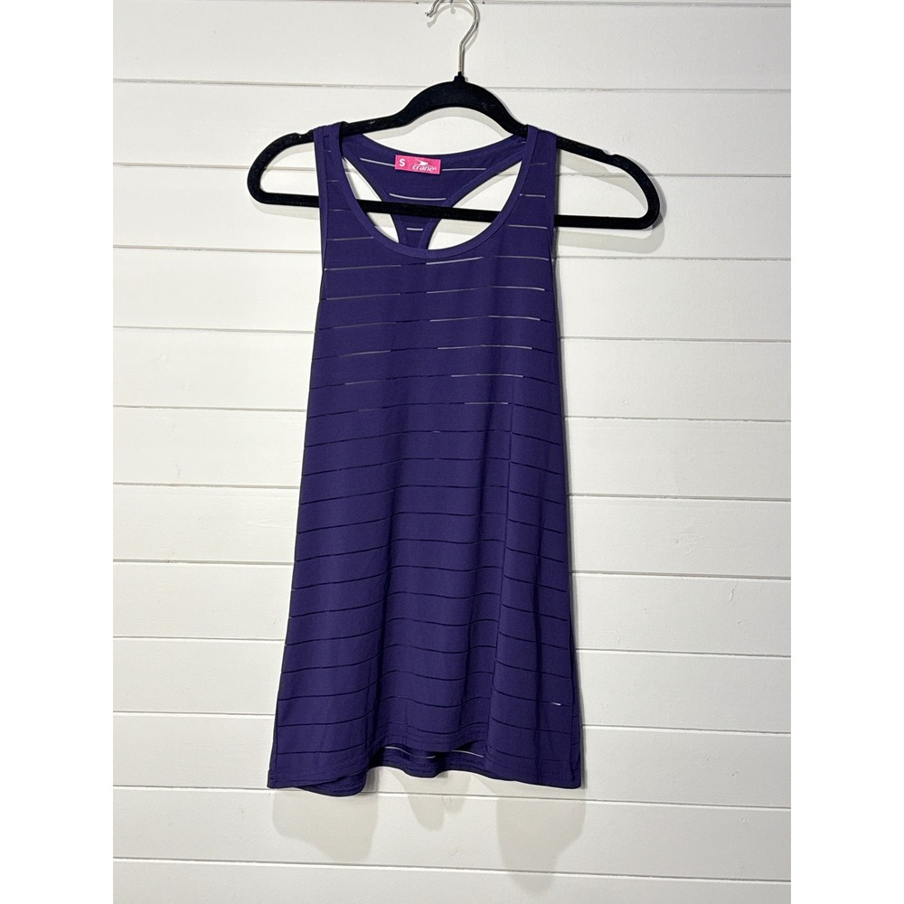 NWOT Crane Athletic Tank Top Racerback Sleeveless Striped Purple Workout Gym Run